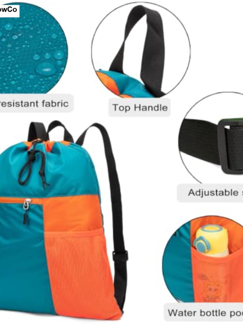 Drawstring Backpack Lightweight Water-Resistant Polyester Gym Sackpack - Picture 2 of 3